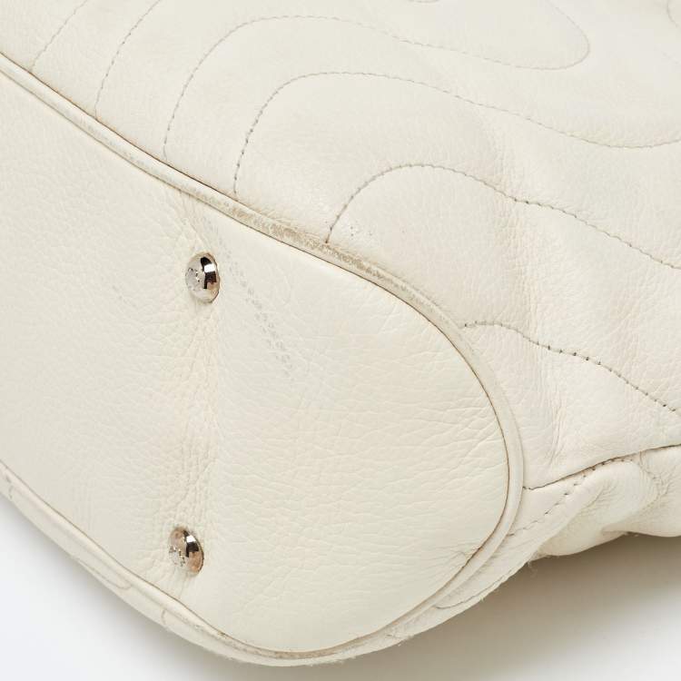 Pre Owned Montblanc White Leather Starisma Alcina Hobo 