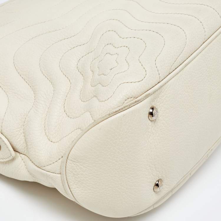 Pre Owned Montblanc White Leather Starisma Alcina Hobo 