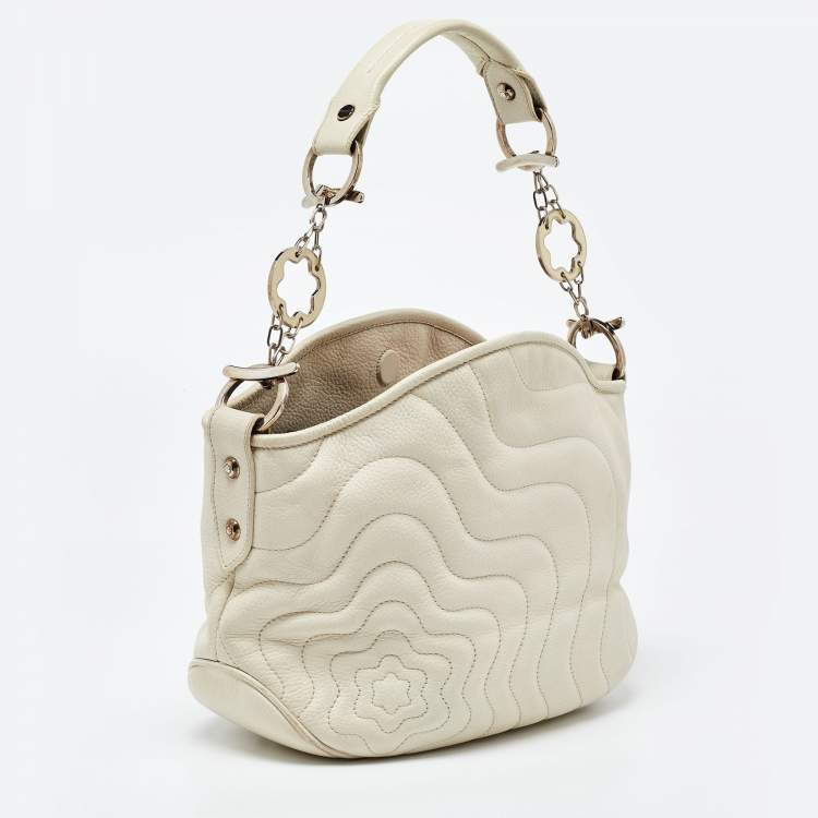Pre Owned Montblanc White Leather Starisma Alcina Hobo 