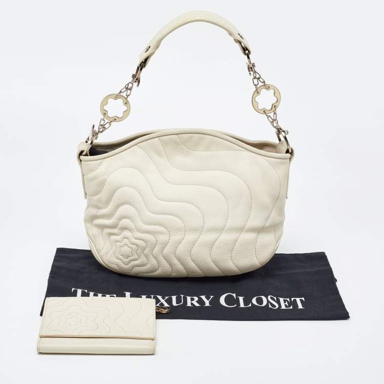 Pre Owned Montblanc White Leather Starisma Alcina Hobo 