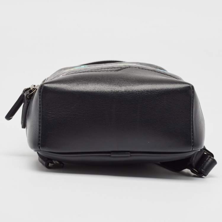 Pre Owned Montblanc Black Leather M Gram Embossed 4810 Sling Backpack