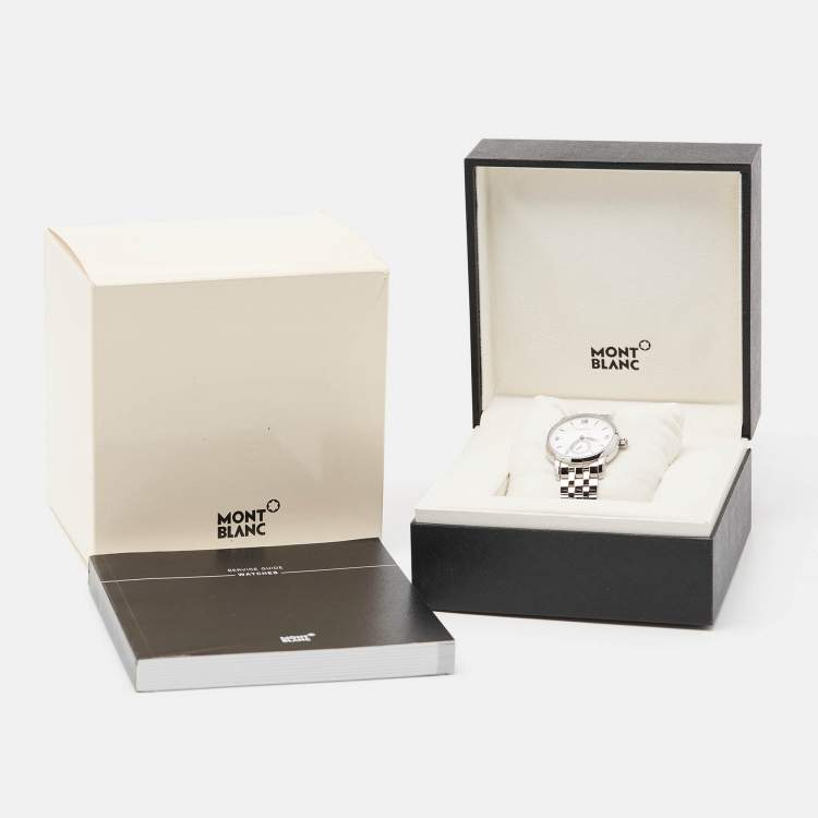 Pre Owned Montblanc Silver Stainless Steel Diamond Star Legacy Women's Wristwatch 36 mm