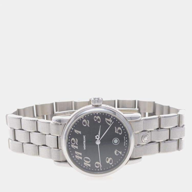 Pre Owned Montblanc Star 7020 Quartz Black Stainless Steel Women's Wristwatch 32 mm
