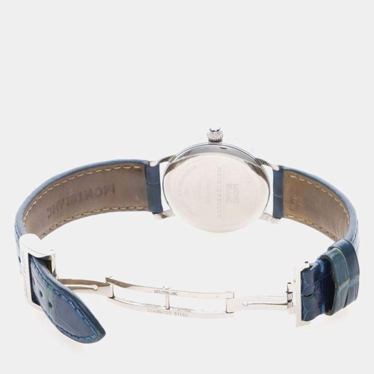 Pre Owned Montblanc Star 7079 Quartz Silver Stainless Steel Women's Wristwatch 32 mm