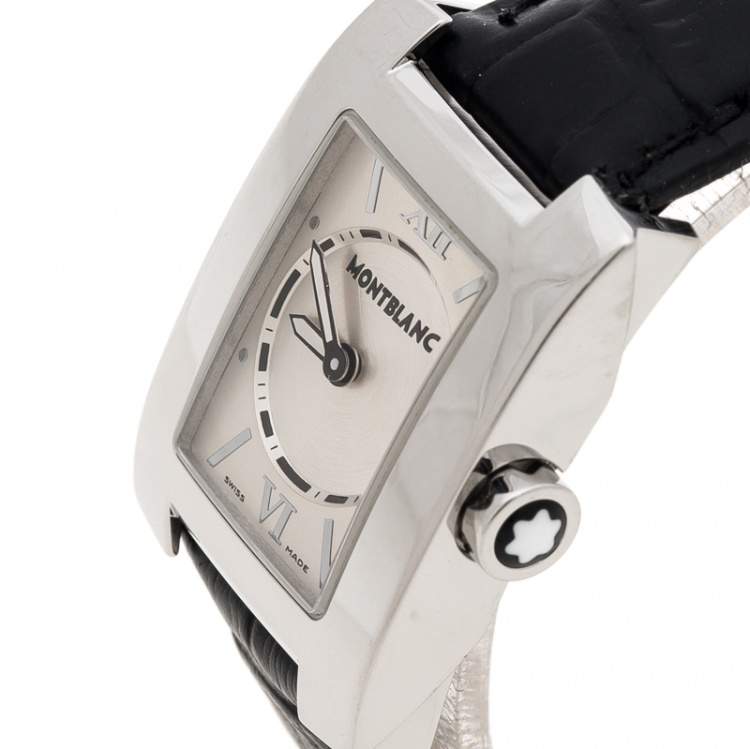 Pre Owned Montblanc Silver White Stainless Steel Profile 7047 Women's Wristwatch 23 mm