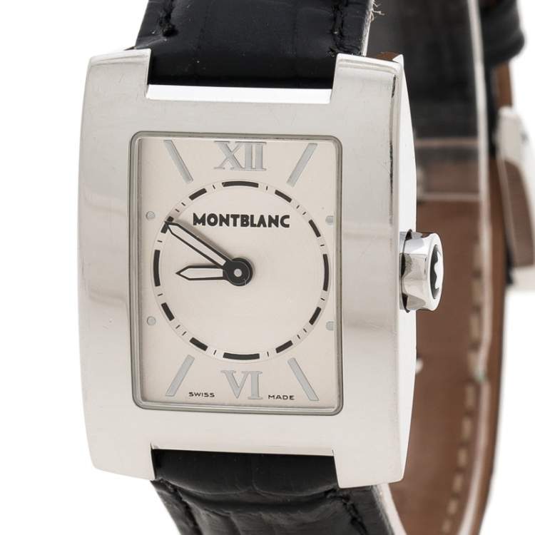 Pre Owned Montblanc Silver White Stainless Steel Profile 7047 Women's Wristwatch 23 mm