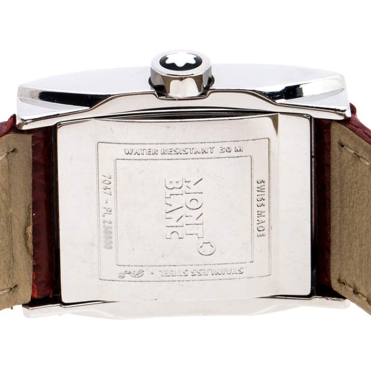 Pre Owned Montblanc Ivory Stainless Steel Profile Elegance 7047 Women's Wristwatch 23 MM