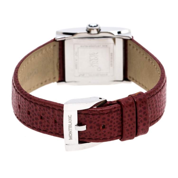 Pre Owned Montblanc Ivory Stainless Steel Profile Elegance 7047 Women's Wristwatch 23 MM
