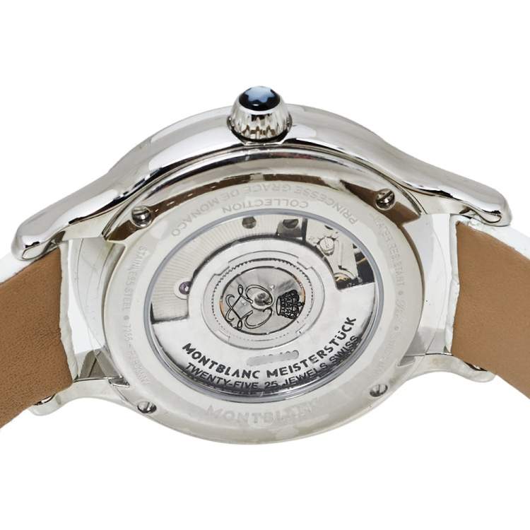 Pre Owned Montblanc MOP Stainless Steel Diamonds Princess Grace De Monaco Women's Wristwatch 34 mm