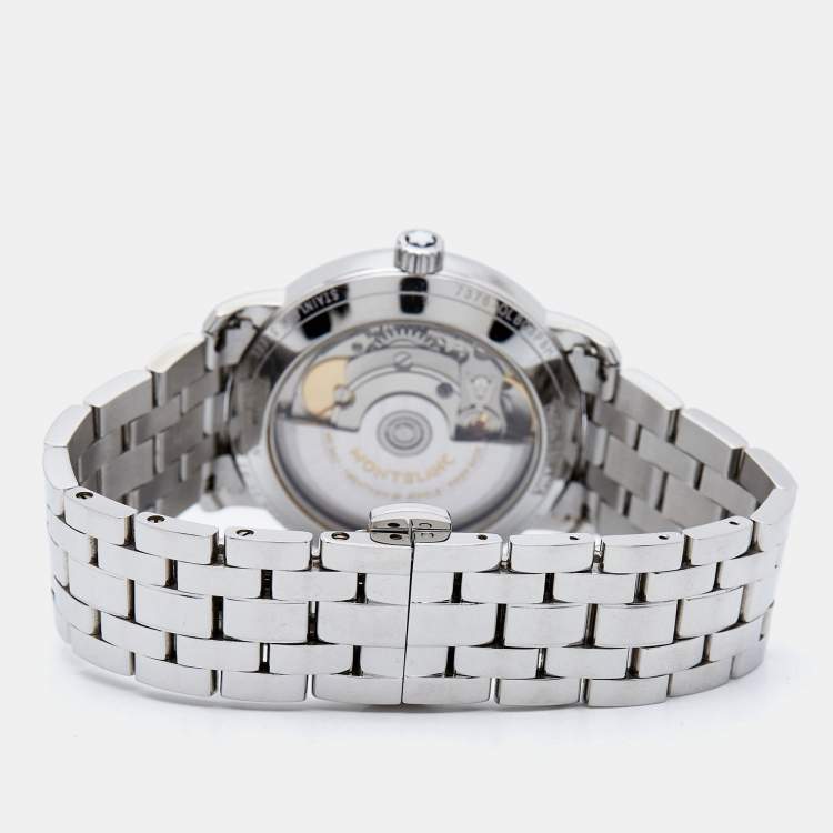 Pre Owned Montblanc Mother Of Pearl Stainless Steel Tradition 114367 Women's Wristwatch 32 mm