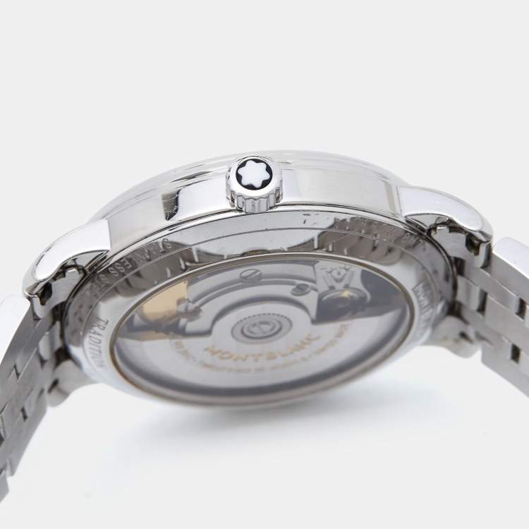 Pre Owned Montblanc Mother Of Pearl Stainless Steel Tradition 114367 Women's Wristwatch 32 mm