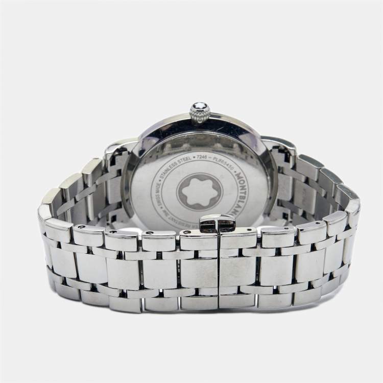 Pre Owned Montblanc White Mother Of Pearl Stainless Steel Star Classique 108764 Women's Wristwatch 34 mm