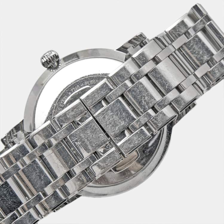 Pre Owned Montblanc White Mother Of Pearl Stainless Steel Star Classique 108764 Women's Wristwatch 34 mm