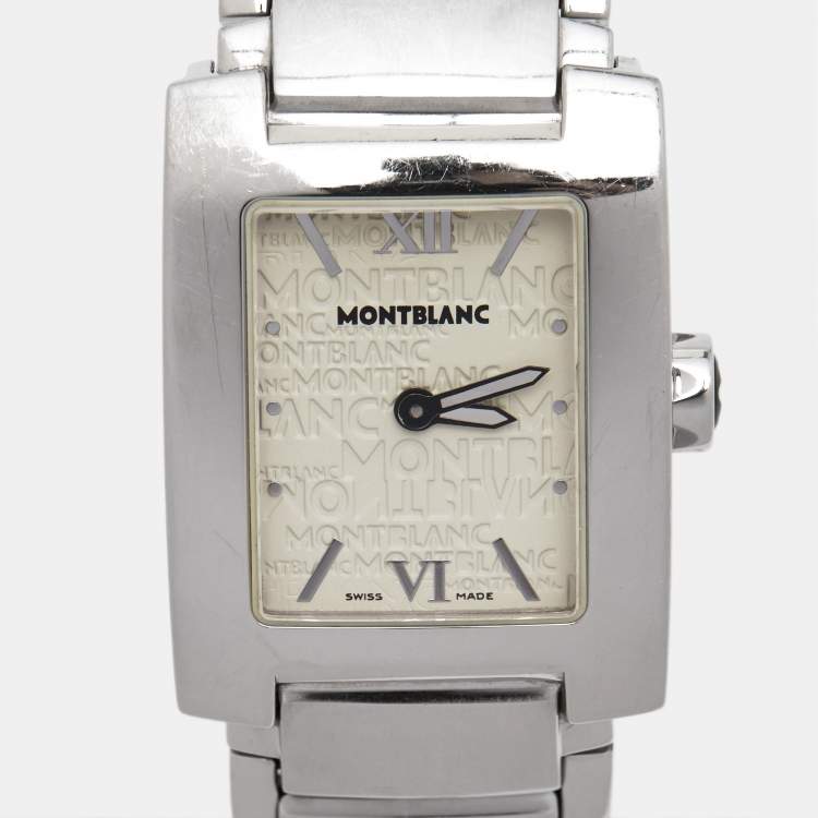 Pre Owned Montblanc White Stainless Steel Profile 7047 Women's Wristwatch 23 mm