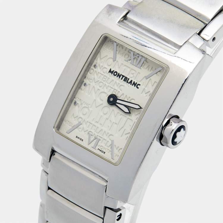 Pre Owned Montblanc White Stainless Steel Profile 7047 Women's Wristwatch 23 mm
