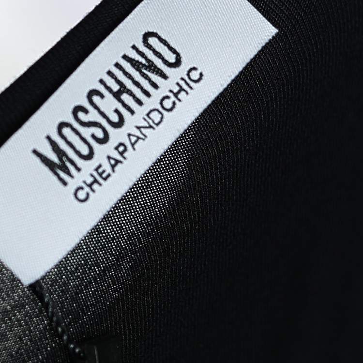 Pre Owned Moschino Cheap and Chic Black Ruffle Trimmed Long Sleeve Top M 