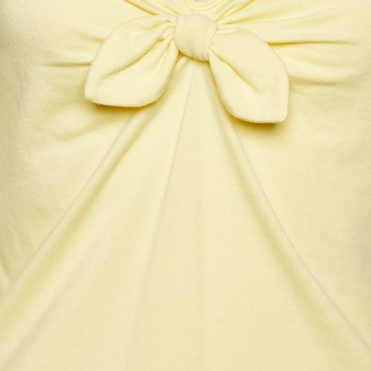 Pre Owned Moschino Cheap and Chic Yellow Cotton Knit Bow Detail T-Shirt M