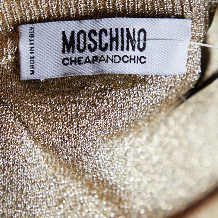 Pre Owned Moschino Cheap and Chic Multicolor Heart Lurex & Cotton Knit Mini Dress M