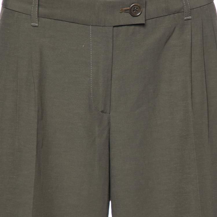 Pre Owned Moschino Cheap and Chic Green Cotton Blend Wide Leg Trouser M
