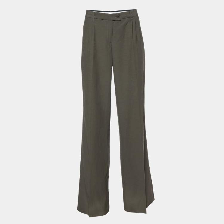 Pre Owned Moschino Cheap and Chic Green Cotton Blend Wide Leg Trouser M
