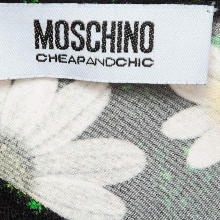 Pre Owned Moschino Cheap and Chic Black Floral Printed Crepe Top S