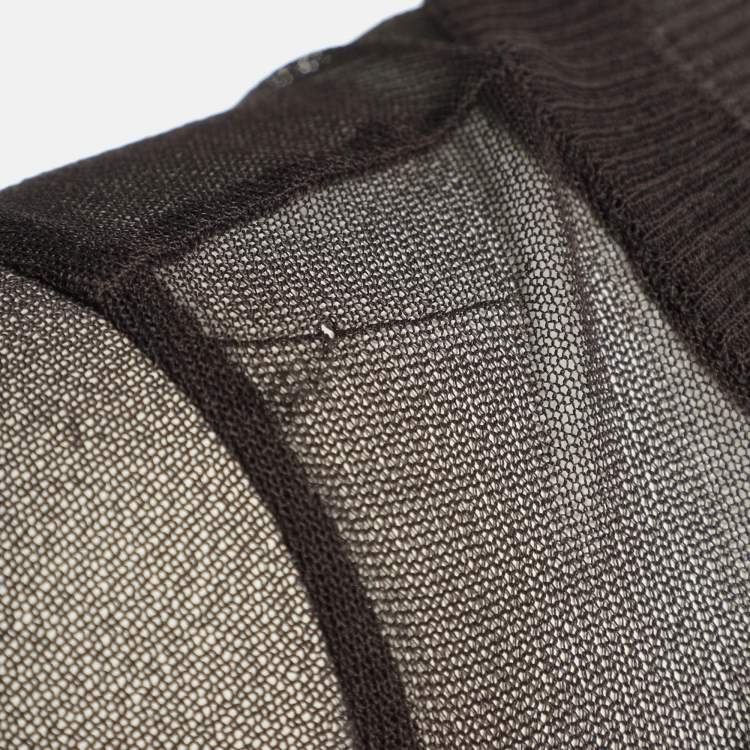 Pre Owned Moschino Cheap and Chic Grey Mesh Front Button Top M