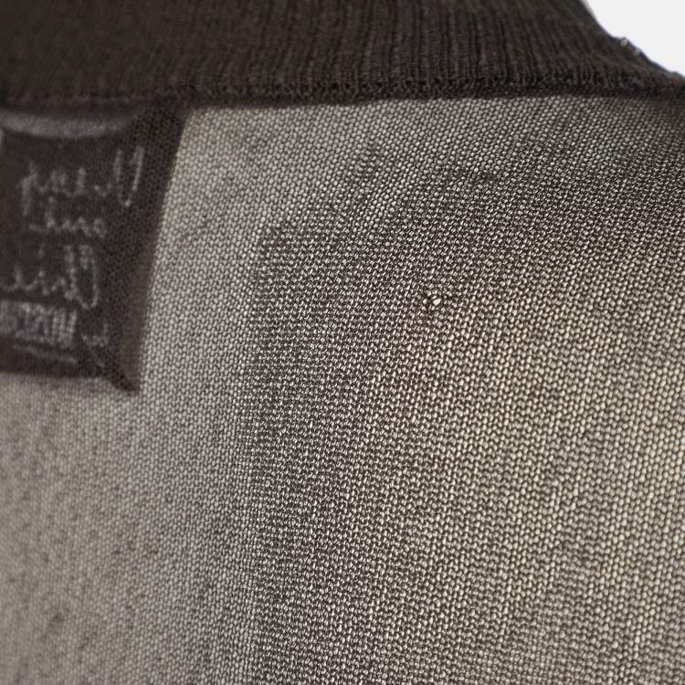 Pre Owned Moschino Cheap and Chic Grey Mesh Front Button Top M