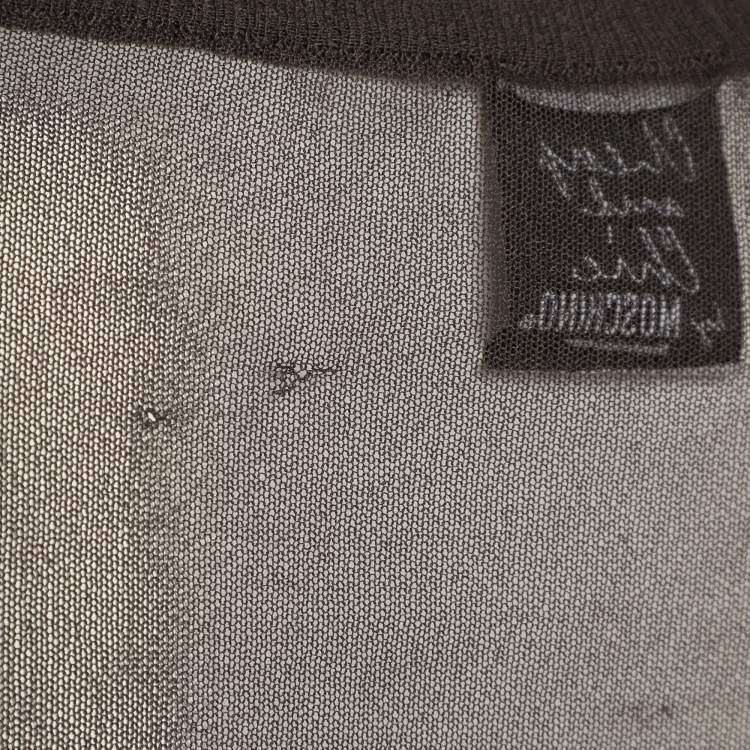 Pre Owned Moschino Cheap and Chic Grey Mesh Front Button Top M