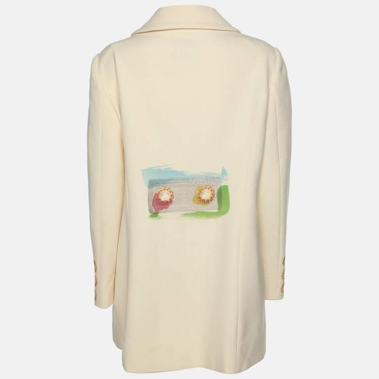 Pre Owned Moschino Cheap and Chic Cream Virgin Wool Coat M
