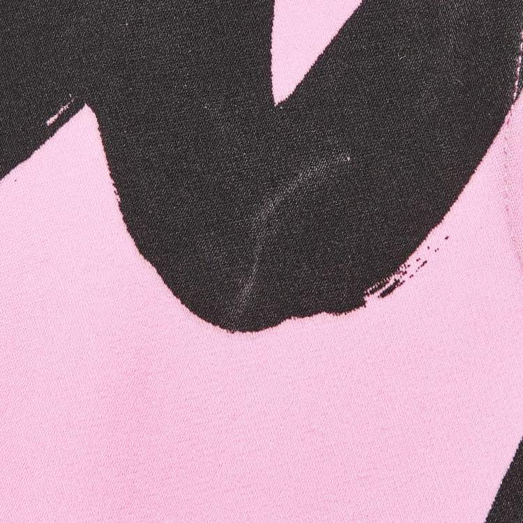 Pre Owned Moschino Cheap and Chic Pink Logo Print Crepe Tunic Top M