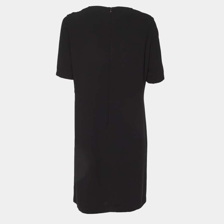 Pre Owned Moschino Cheap and Chic Black Printed Crepe Mini Shift Dress M