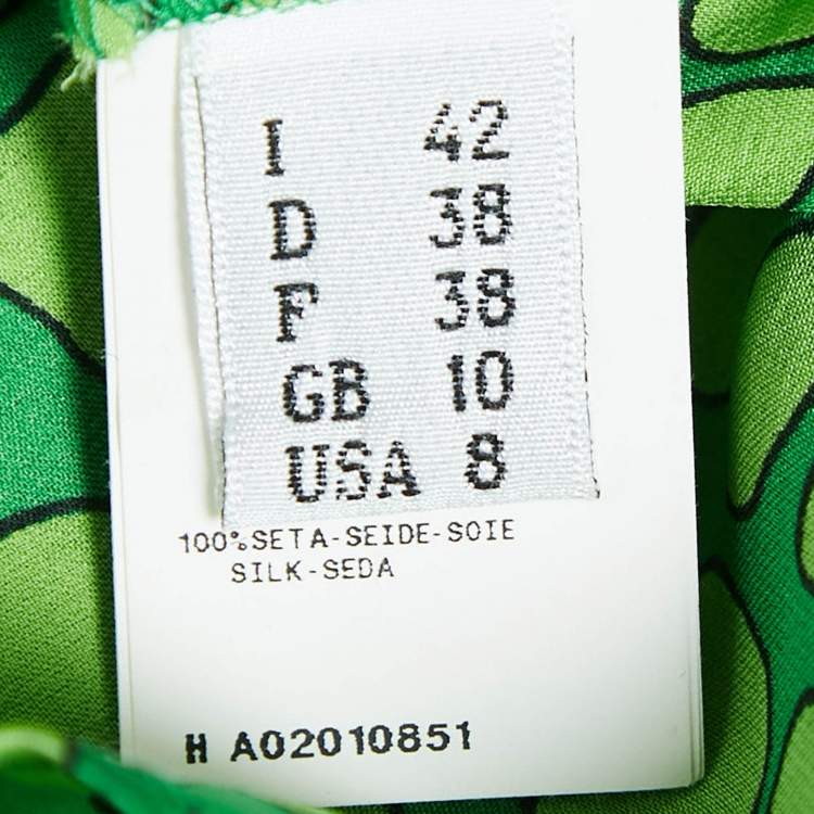 Pre Owned Moschino Cheap and Chic Green Printed Silk Sleeveless Blouse M