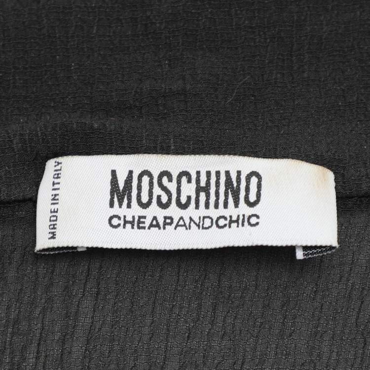 Pre Owned Moschino Cheap and Chic Black Silk Bow Top M