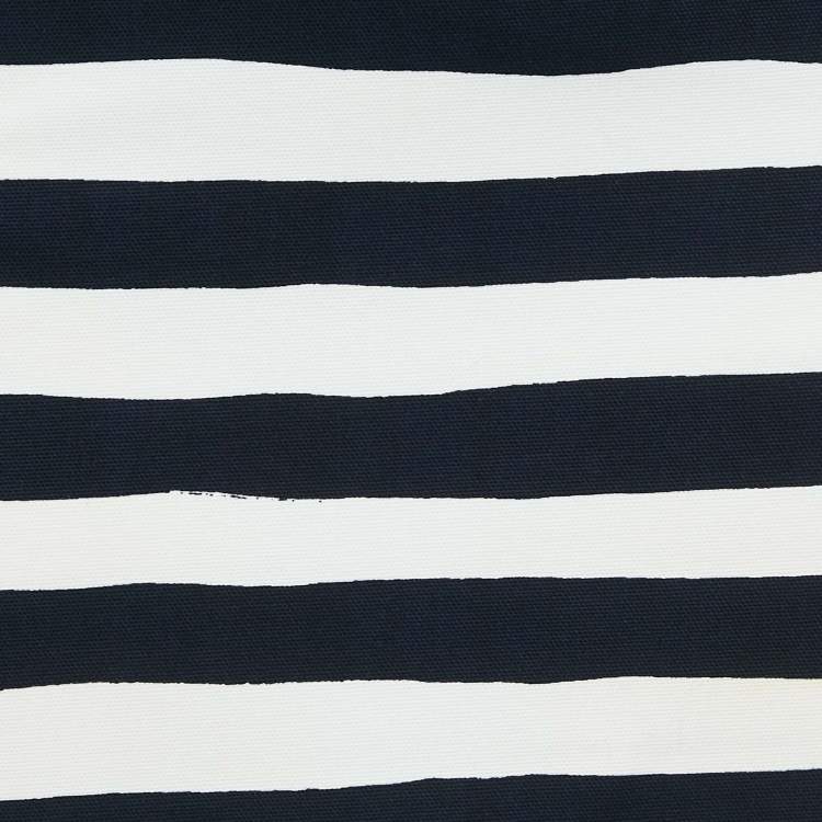 Pre Owned Moschino Cheap and Chic White/Navy Blue Stripe Cotton Mini Skirt S