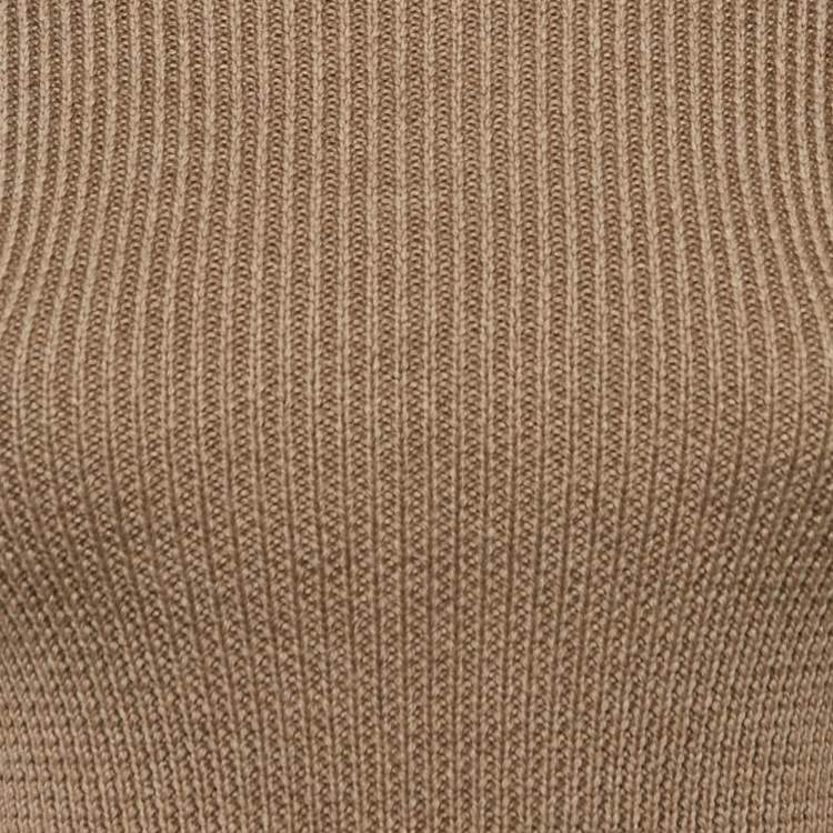 Pre Owned Moschino Cheap and Chic Brown Virgin Wool Rib Knit Turtle Neck Mini Dress M