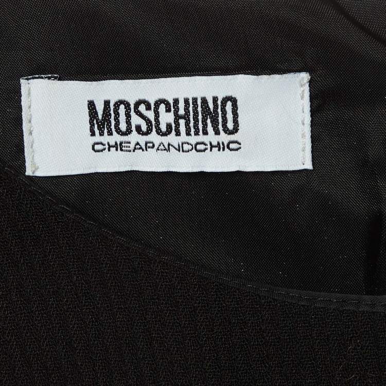 Pre Owned Moschino Cheap and Chic Black Wool Panelled Shift Dress L