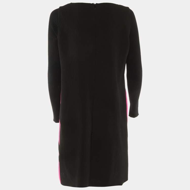 Pre Owned Moschino Cheap and Chic Black Wool Panelled Shift Dress L