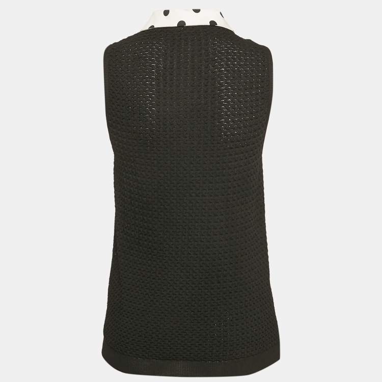 Pre Owned Moschino Cheap and Chic Black Patterned Knit Sleeveless Top M