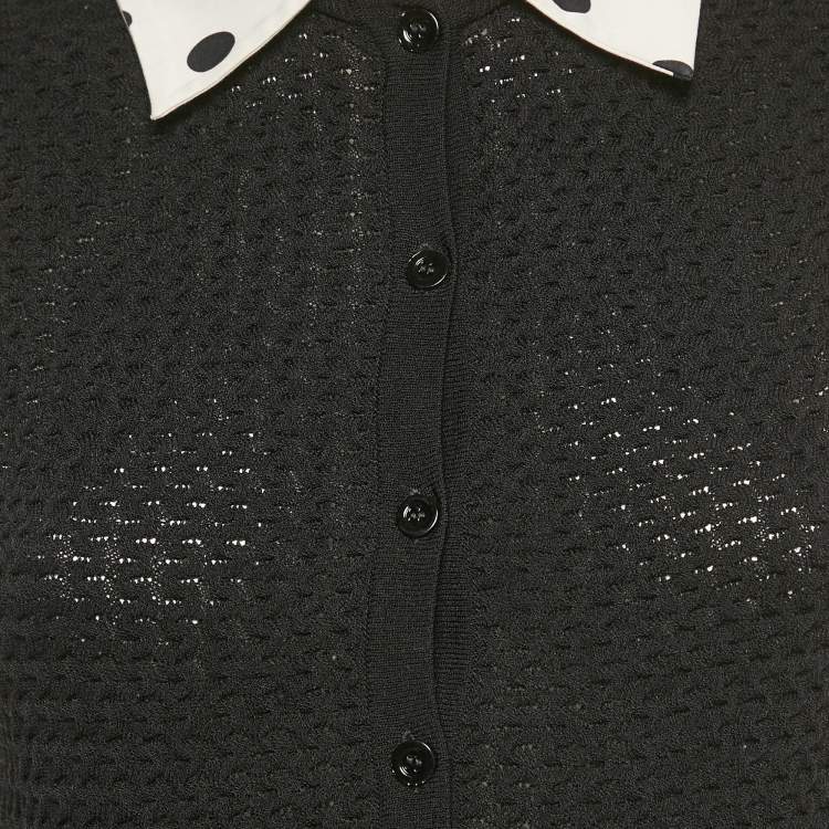 Pre Owned Moschino Cheap and Chic Black Patterned Knit Sleeveless Top M