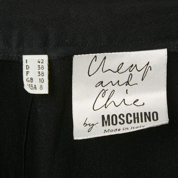 Pre Owned Moschino Navy Blue Sateen Ruffled Wrap Skirt M