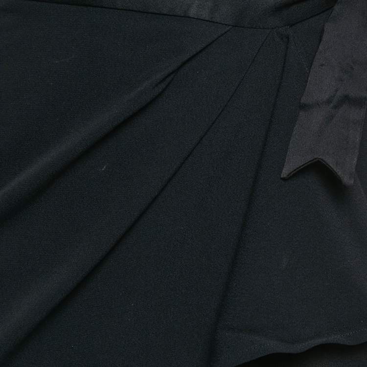 Pre Owned Moschino Navy Blue Sateen Ruffled Wrap Skirt M