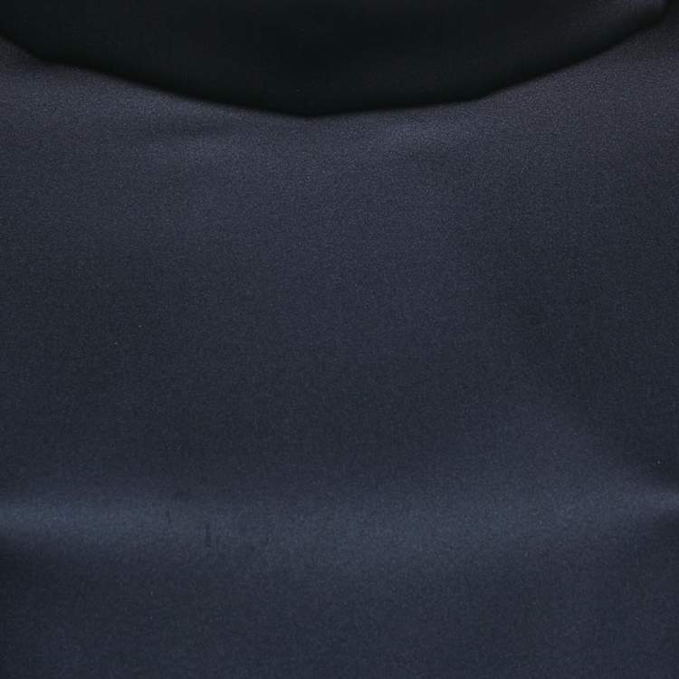 Pre Owned Moschino Cheap and Chic Navy Blue Satin Jersey Cowl Neck Top S