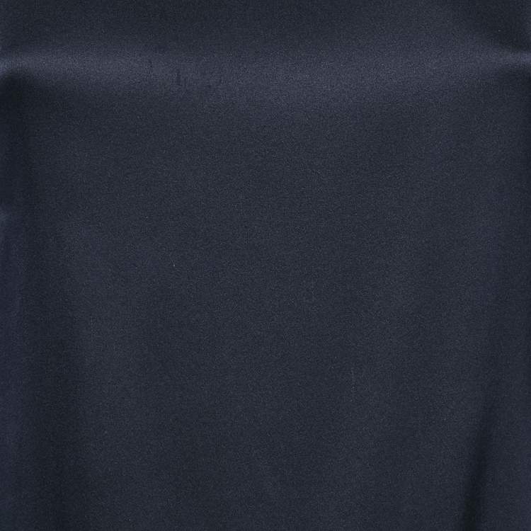 Pre Owned Moschino Cheap and Chic Navy Blue Satin Jersey Cowl Neck Top S