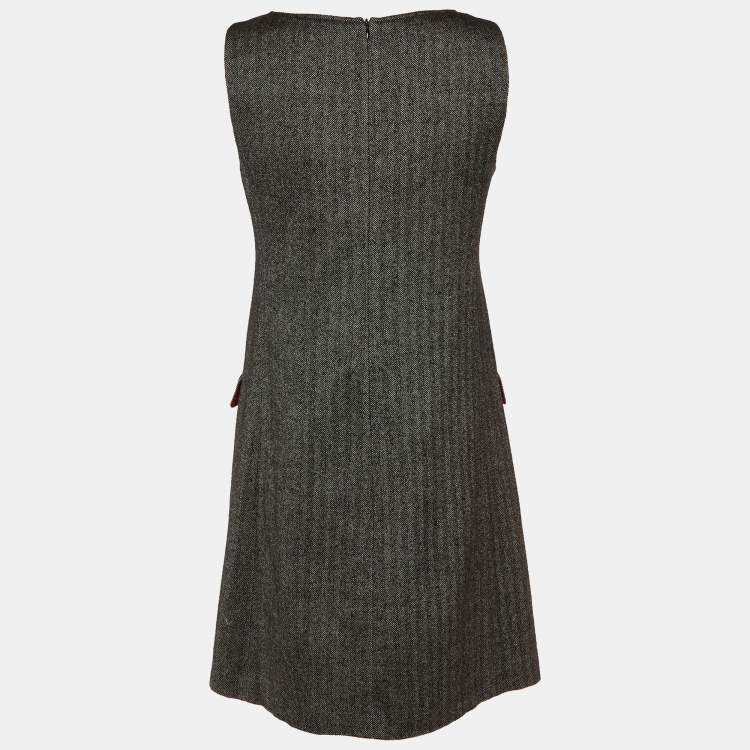 Pre Owned Moschino Cheap and Chic Charcoal Grey Patterned Embellished Shift Dress M