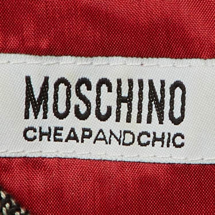 Pre Owned Moschino Cheap and Chic Charcoal Grey Patterned Embellished Shift Dress M