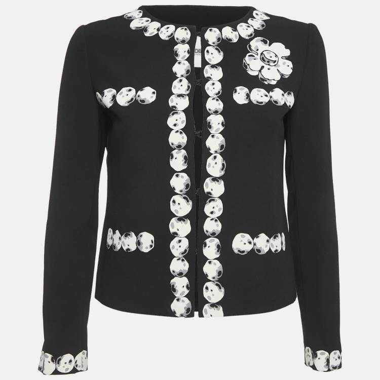 Pre Owned Moschino Cheap and Chic Black Stone Print Crepe Boxy Blazer S