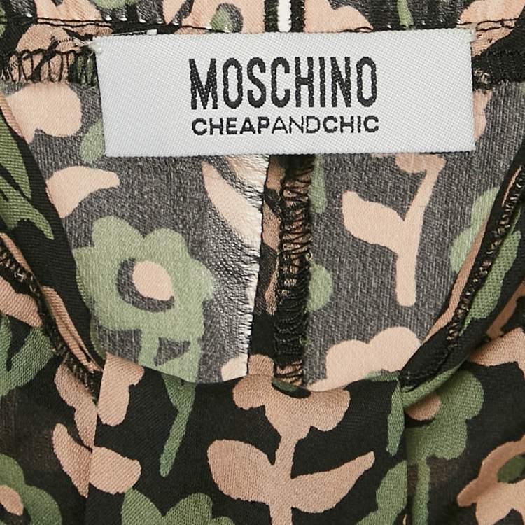 Pre Owned Moschino Cheap and Chic Multicolor Floral Printed Silk Sleeveless Top L