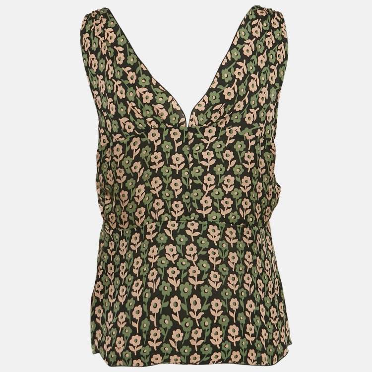 Pre Owned Moschino Cheap and Chic Multicolor Floral Printed Silk Sleeveless Top L