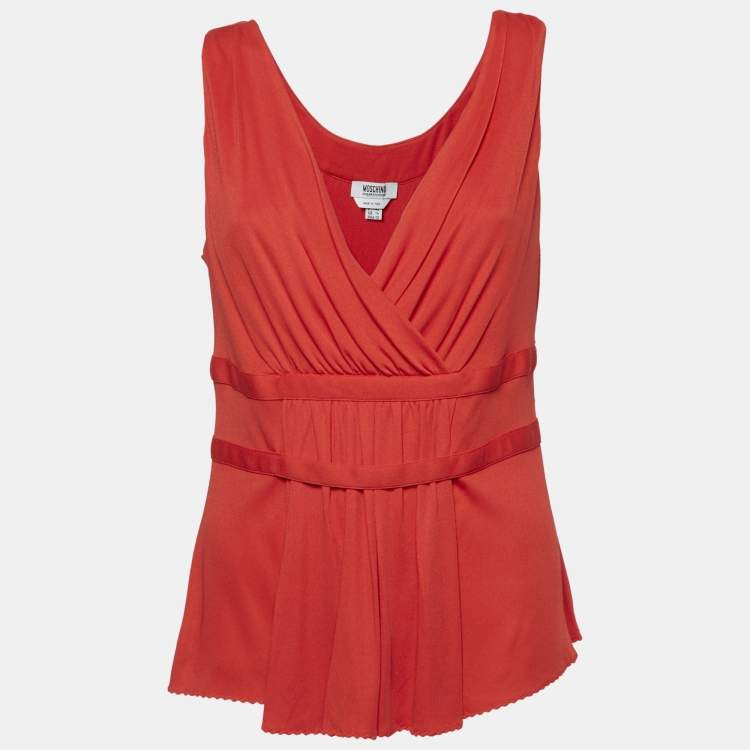 Pre Owned Moschino Cheap and Chic Red Silk Blend Knit Sleeveless Top L