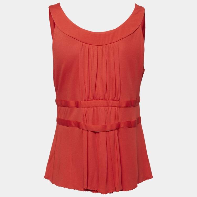 Pre Owned Moschino Cheap and Chic Red Silk Blend Knit Sleeveless Top L